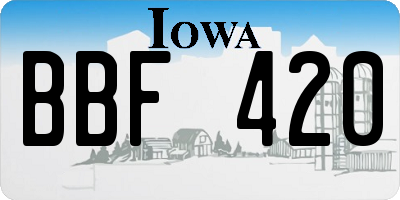 IA license plate BBF420