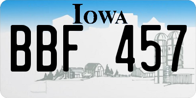 IA license plate BBF457