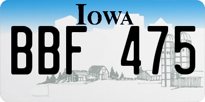 IA license plate BBF475