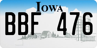 IA license plate BBF476