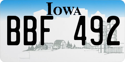 IA license plate BBF492