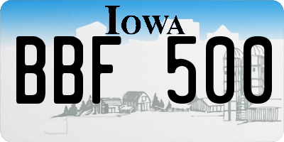 IA license plate BBF500