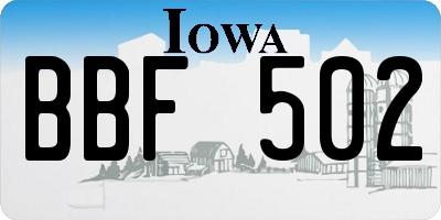 IA license plate BBF502