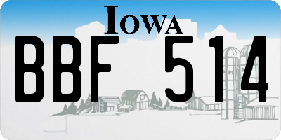 IA license plate BBF514