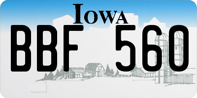 IA license plate BBF560