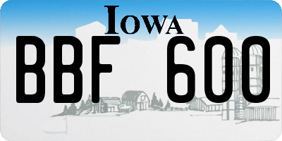 IA license plate BBF600