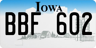 IA license plate BBF602