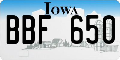 IA license plate BBF650
