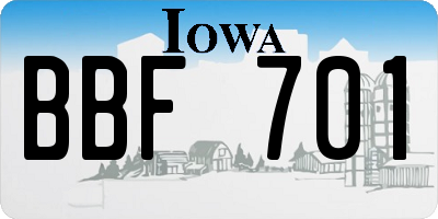 IA license plate BBF701