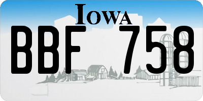IA license plate BBF758