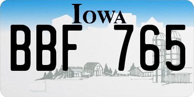 IA license plate BBF765