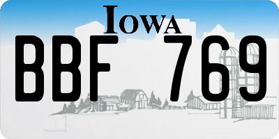 IA license plate BBF769