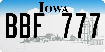 IA license plate BBF777