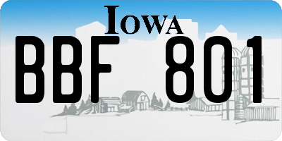 IA license plate BBF801