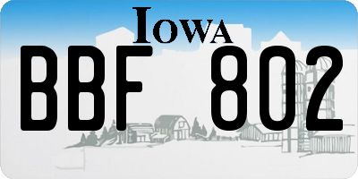 IA license plate BBF802