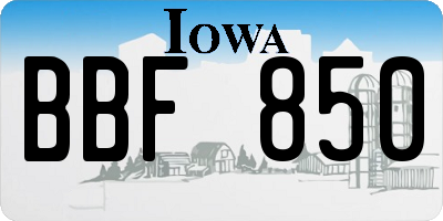 IA license plate BBF850