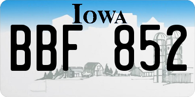 IA license plate BBF852
