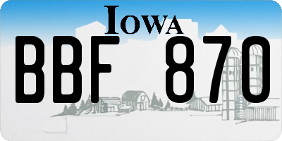 IA license plate BBF870