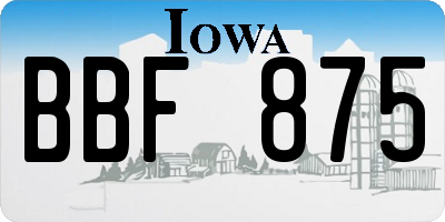 IA license plate BBF875