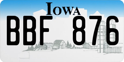 IA license plate BBF876