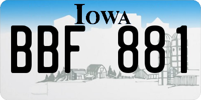 IA license plate BBF881