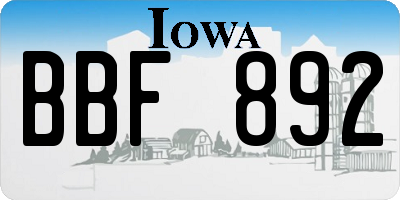 IA license plate BBF892