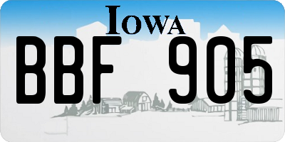 IA license plate BBF905