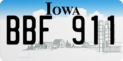 IA license plate BBF911