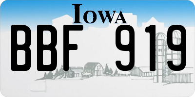 IA license plate BBF919