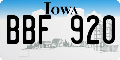 IA license plate BBF920