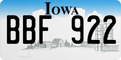 IA license plate BBF922