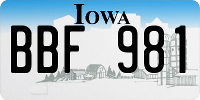 IA license plate BBF981