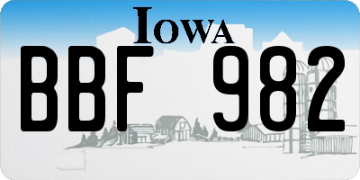 IA license plate BBF982