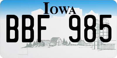 IA license plate BBF985