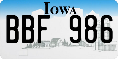 IA license plate BBF986