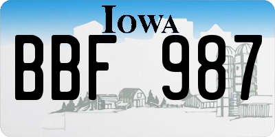IA license plate BBF987