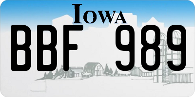 IA license plate BBF989
