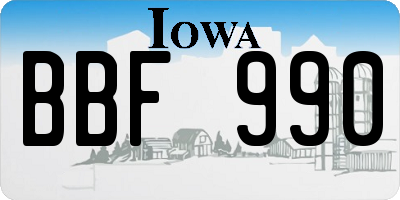 IA license plate BBF990