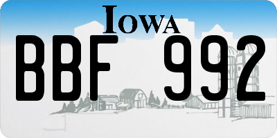 IA license plate BBF992