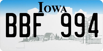 IA license plate BBF994