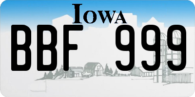 IA license plate BBF999