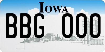 IA license plate BBG000