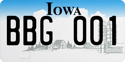 IA license plate BBG001