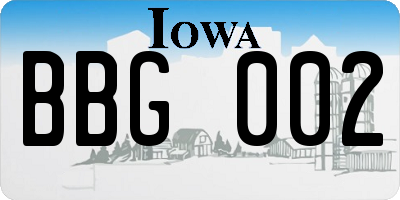 IA license plate BBG002