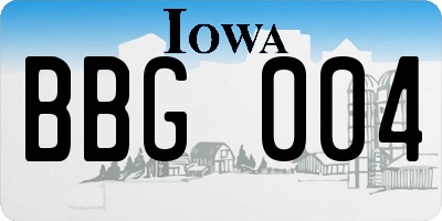 IA license plate BBG004