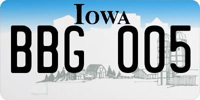 IA license plate BBG005