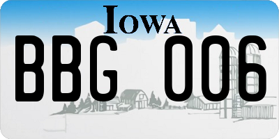 IA license plate BBG006