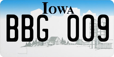 IA license plate BBG009