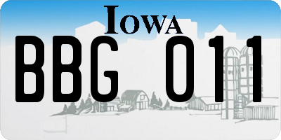 IA license plate BBG011