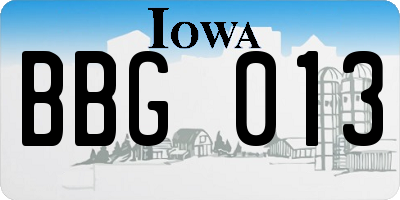 IA license plate BBG013
